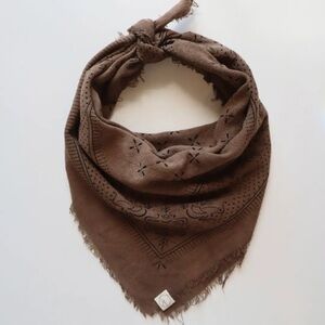 Limited Chocolate Classic Print Plant Dyed Bandana-Brown Ink NWT